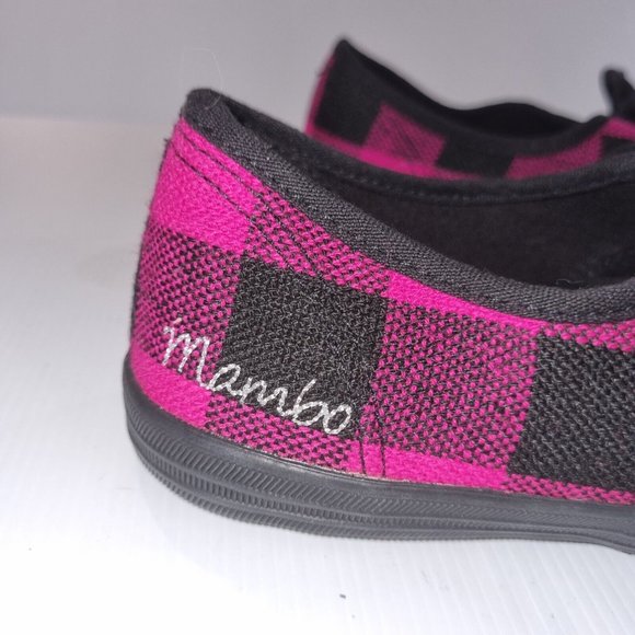 Mambo Goddess Fuschia Pink & Black Plaid Sneakers, Size 8 Retro - Picture 8 of 11